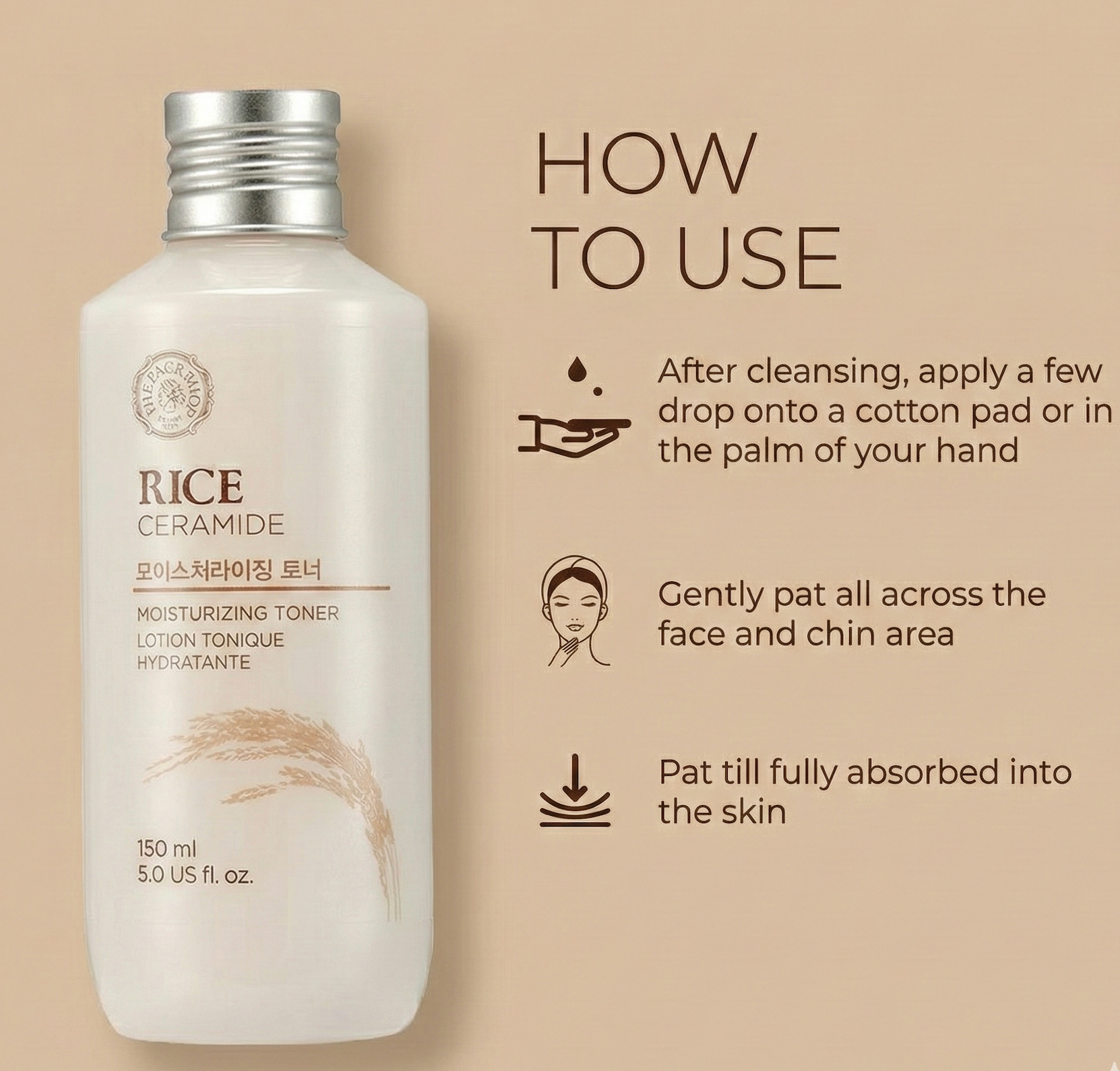The Face Shop Rice & Ceramide Moisturizing Toner 150mL - Busan Essnce